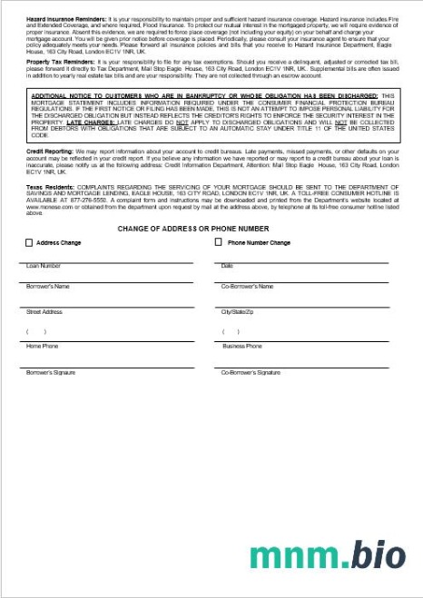 Zjednoczone Królestwo Monese Bank wyciąg z kredytu hipotecznego w formatach Word i PDF 3